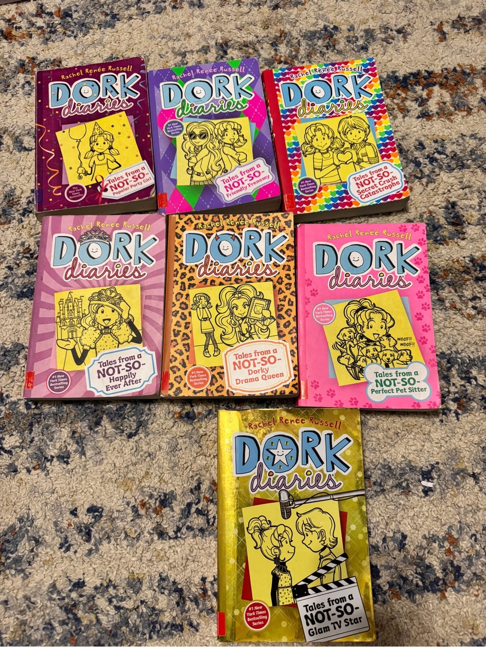 Dork Diaries Book Lot (7)- Rachel Renée Russell (Colorful Covers)